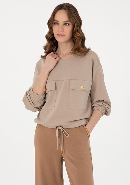 PIERRE CARDIN Bej Kadın Comfort Sweat Shirt