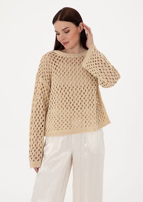 PIERRE CARDIN Bej Kadın Cropped Kazak