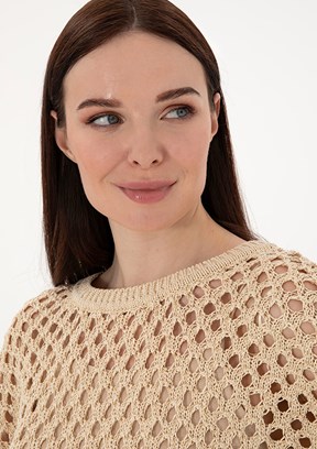 PIERRE CARDIN Bej Kadın Cropped Kazak