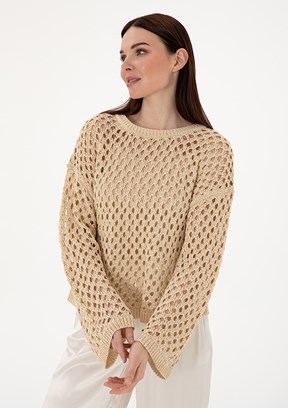PIERRE CARDIN Bej Kadın Cropped Kazak