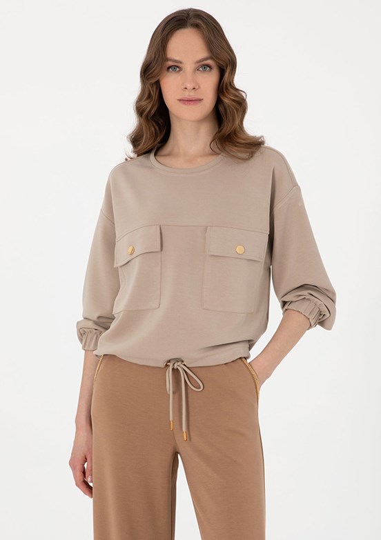 PIERRE CARDIN Bej Kadın Comfort Sweat Shirt
