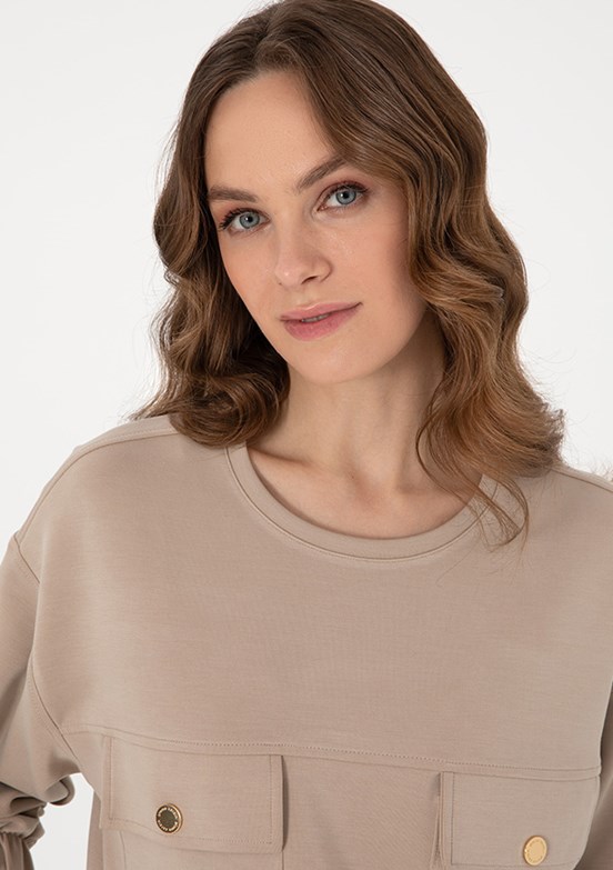PIERRE CARDIN Bej Kadın Comfort Sweat Shirt