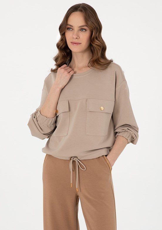 PIERRE CARDIN Bej Kadın Comfort Sweat Shirt