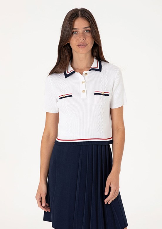 US POLO ASSN Beyaz Kadın Slim Kazak