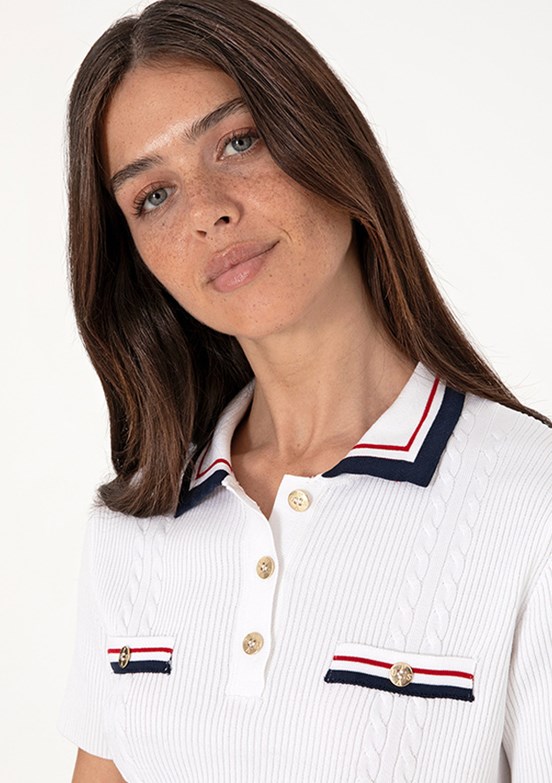US POLO ASSN Beyaz Kadın Slim Kazak
