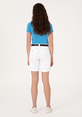 US POLO ASSN Beyaz Kadın Kapri Şort