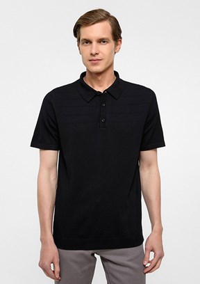 SÜVARİ Siyah Erkek Polo Yaka Kazak