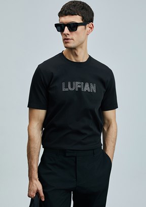 LUFIAN Siyah Erkek Baskılı T-Shirt