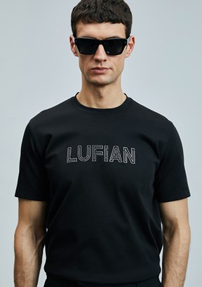 LUFIAN Siyah Erkek Baskılı T-Shirt