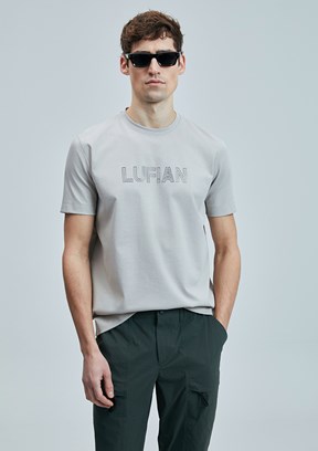 LUFİAN Bej Erkek Baskılı T-Shirt