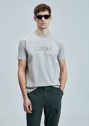 LUFİAN Bej Erkek Baskılı T-Shirt