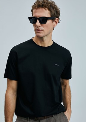 LUFIAN Siyah Erkek Baskılı T-Shirt
