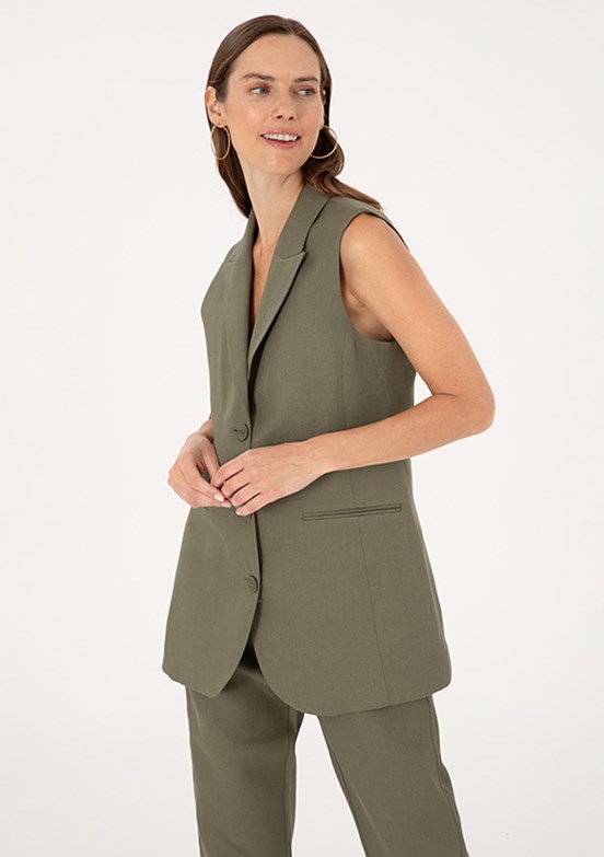 PIERRE CARDIN Yeşil Kadın Dokuma Yelek