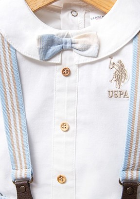 US POLO ASSN Beyaz Erkek Bebek Şortlu İkili Takım