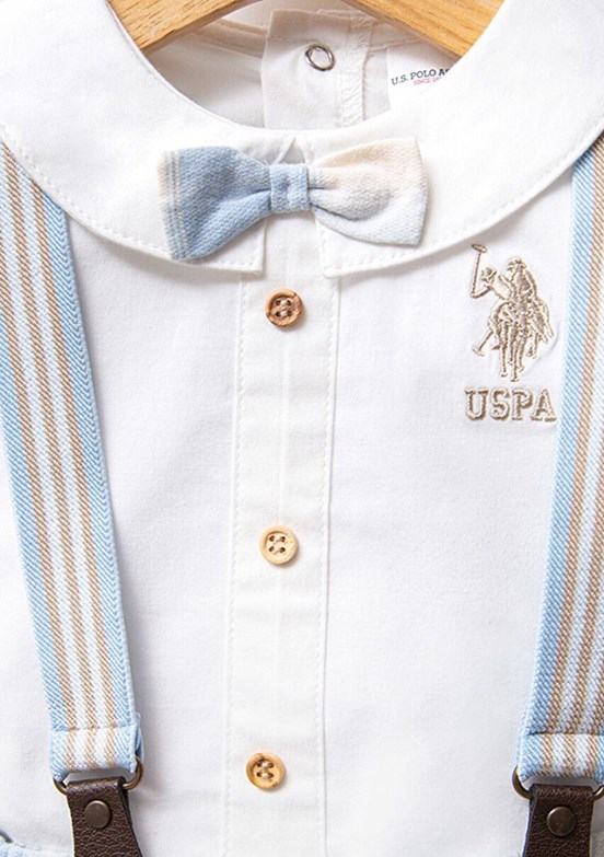 US POLO ASSN Beyaz Erkek Bebek Şortlu İkili Takım