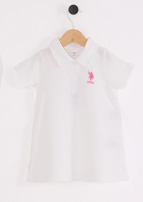 US POLO ASSN Beyaz Kız Bebek Basic Elbise