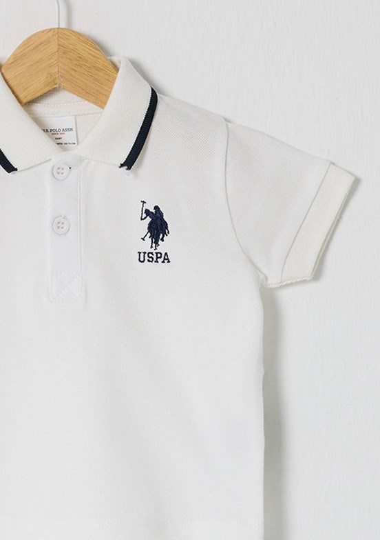 US POLO ASSN Beyaz Erkek Bebek Kısa Kol T-Shirt