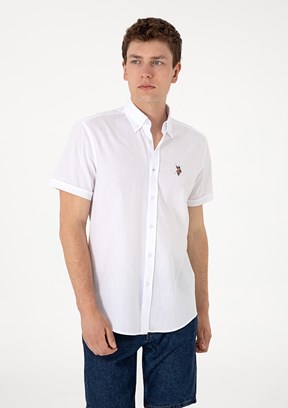 US POLO ASSN Beyaz Erkek Kısa Kol Gömlek