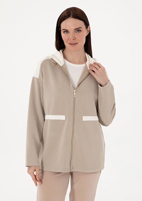 PIERRE CARDIN Bej Kadın Cropped Sweatshirt
