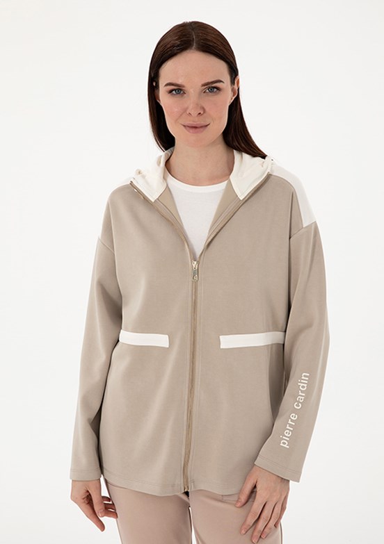 PIERRE CARDIN Bej Kadın Cropped Sweatshirt