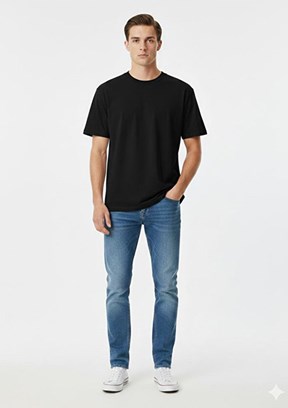 THE CROW Samm - TC9091 Erkek Siyah Relax T-Shirt