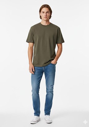 THE CROW Samm - TC9091 Erkek Yeşil Relax T-Shirt