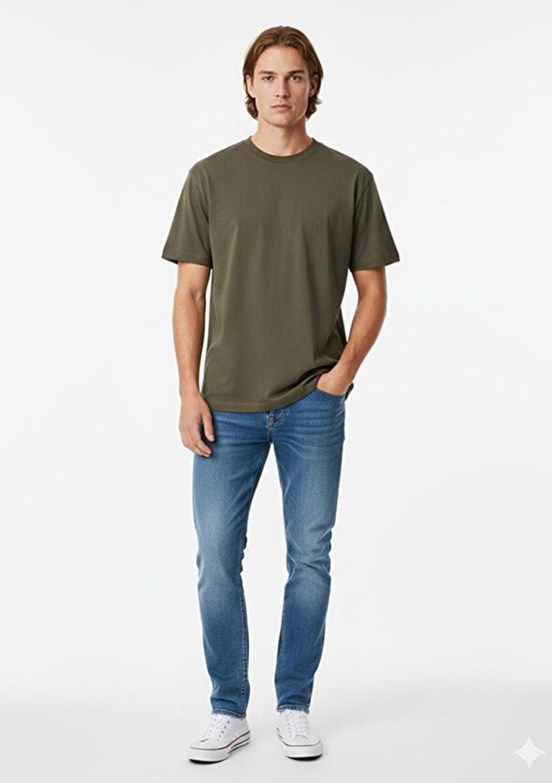 THE CROW Samm - TC9091 Erkek Yeşil Relax T-Shirt
