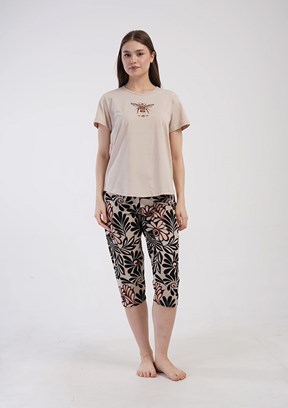 VİENETTA Kırmızı Bej Kadın Pijama Takımı