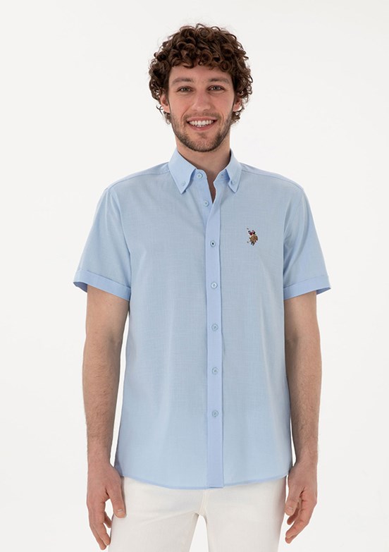 US POLO ASSN Mavi Erkek Kısa Kol Gömlek