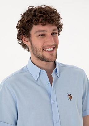 US POLO ASSN Mavi Erkek Kısa Kol Gömlek