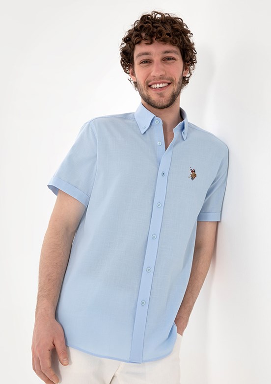 US POLO ASSN Mavi Erkek Kısa Kol Gömlek