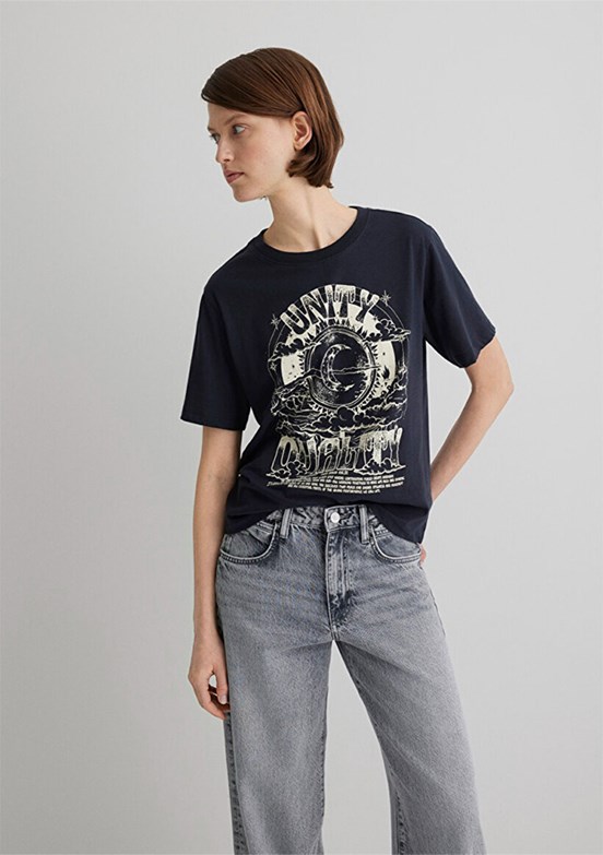 MAVİ Antrasit Kadın Astroloji Baskılı T-shirt
