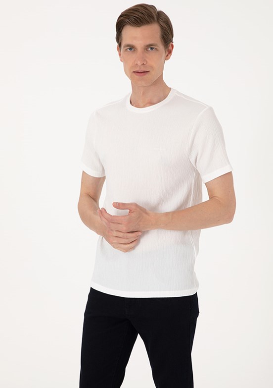 PİERRE CARDİN Beyaz Erkek Slim T-Shirt