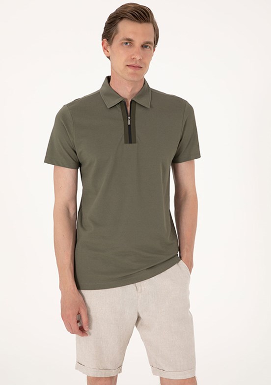 PİERRE CARDİN Yeşil Erkek Slim T-Shirt