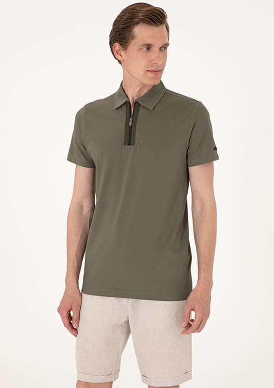 PİERRE CARDİN Yeşil Erkek Slim T-Shirt