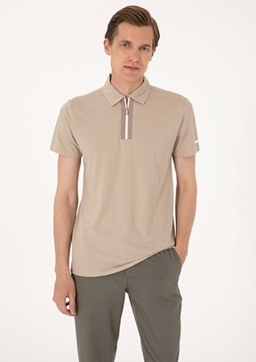 PİERRE CARDİN Bej Erkek Slim T-Shirt