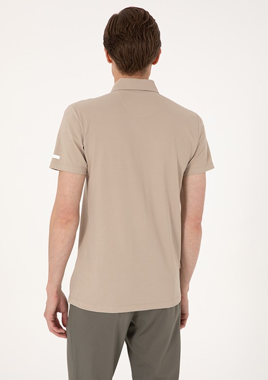 PİERRE CARDİN Bej Erkek Slim T-Shirt