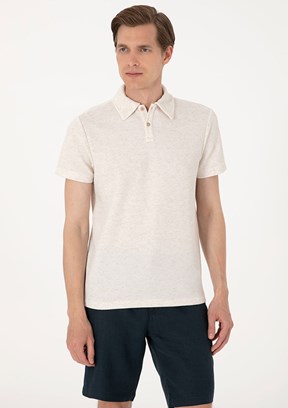 PİERRE CARDİN Bej Erkek Slim T-Shirt