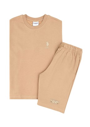 US POLO ASSN Bej Erkek Çocuk Pijama Takımı