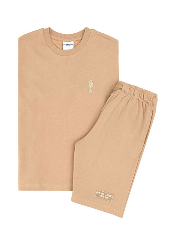US POLO ASSN Bej Erkek Çocuk Pijama Takımı