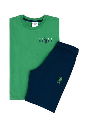 US POLO ASSN Yeşil Erkek Çocuk Şortlu İkili Takım