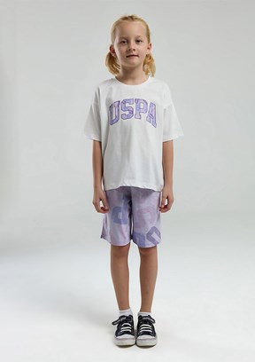US POLO ASSN Beyaz Kız Çocuk Pijama Takımı