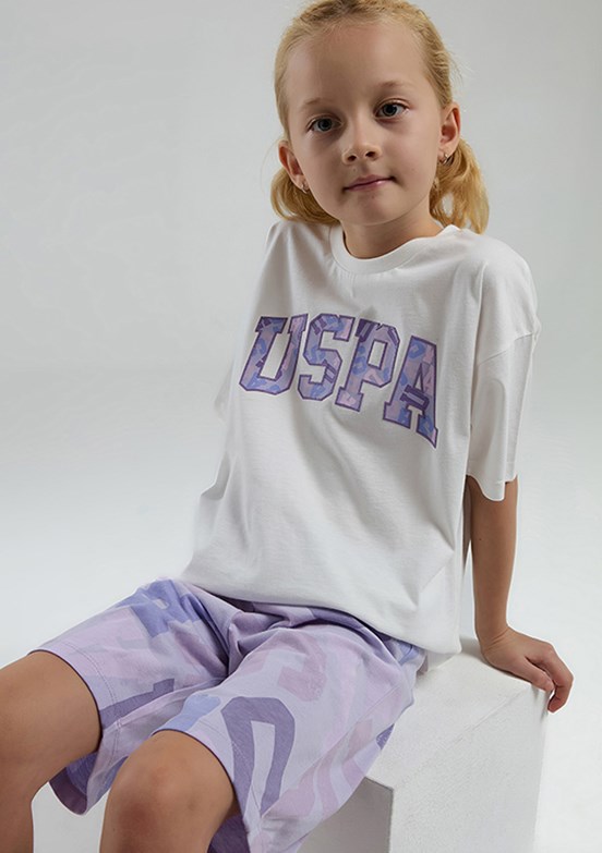 US POLO ASSN Beyaz Kız Çocuk Pijama Takımı