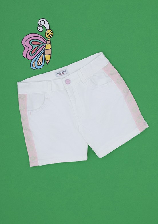 US POLO ASSN Beyaz Kız Çocuk Bermuda Şort