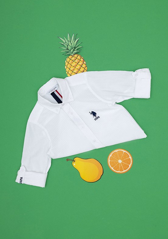 US POLO ASSN Beyaz Erkek Çocuk Uzun Kol Gömlek
