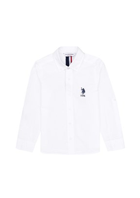 US POLO ASSN Beyaz Erkek Çocuk Uzun Kol Gömlek