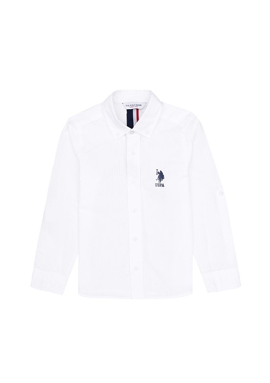 US POLO ASSN Beyaz Erkek Çocuk Uzun Kol Gömlek