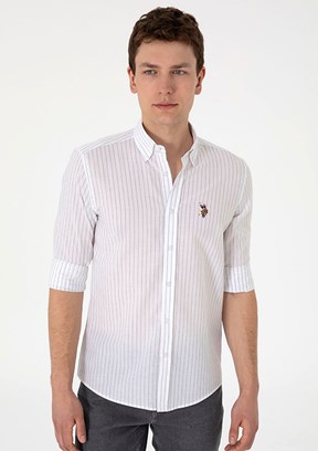 US POLO ASSN Beyaz Erkek Uzun Kol Gömlek