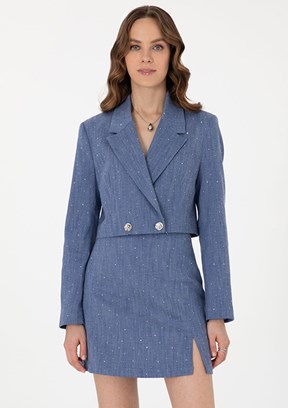 PIERRE CARDIN Lacivert Kadın A-Form Fit Ceket