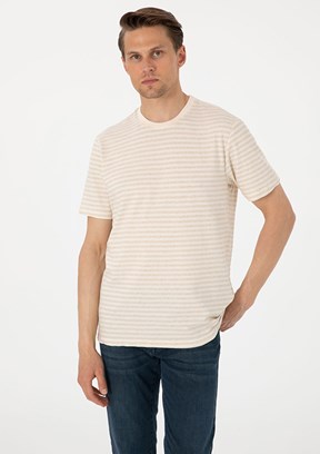 PİERRE CARDİN Bej Erkek Regular T-Shirt
